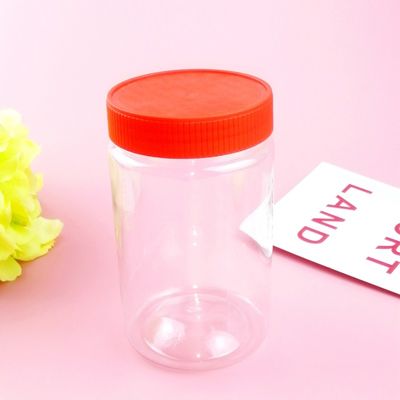 450ml Thread Cap Round Clear Plastic Candy Jars Untuk Penyimpanan Makanan Kering