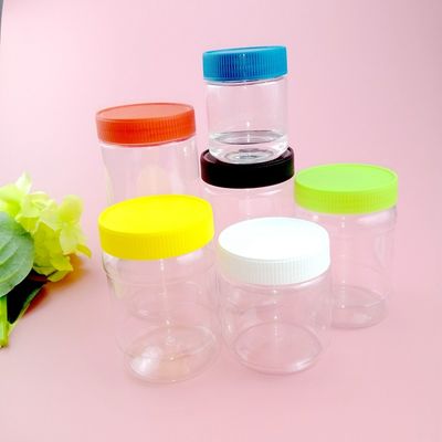 Round Straight 150ml 250ml 360ml 450ml Plastic Food Jars Dengan PP Thread Cap