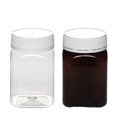 Botol Makanan Plastik BPA Free 320ml Botol Madu Persegi Pengap Dengan Tutup