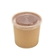 8oz Wadah Makanan Sekali Pakai Mangkuk Sup Kertas Kraft Coklat Dengan Tutup Mangkuk Kertas Mie Microwave