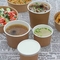 100% Ramah Lingkungan Mengambil Kertas Kraft Untuk Pergi Mangkuk Sup Dengan Tutup