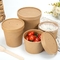 Mangkuk Sup Kertas Kraft Sekali Pakai Dengan Tutup Kertas, Kotak Makan Siang Kemasan Bawa Pulang
